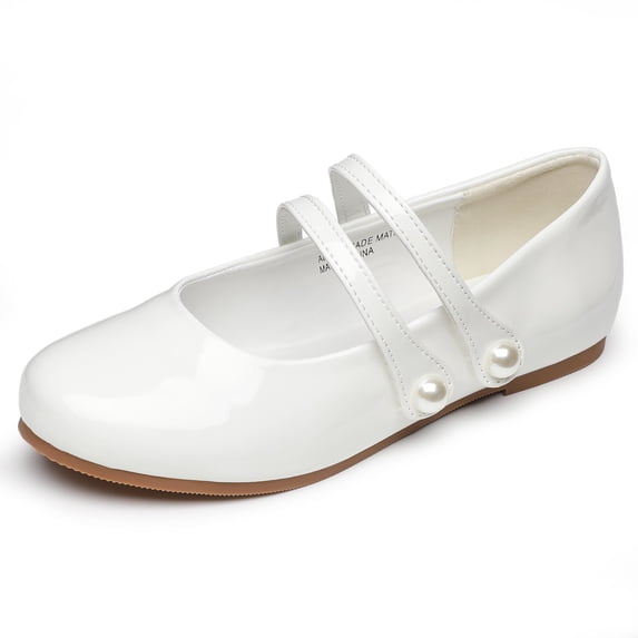 Berhood Girls Mary Jane Shoes Casual Dress Shoes Ballet Flats for Wedding Party White 2 Big Kid
