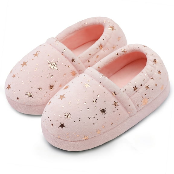 Berhood Girls Slippers Kids Boys Plush House Slippers Comfy Warm Bedroom Shoes Pink 2-3 Big Kid