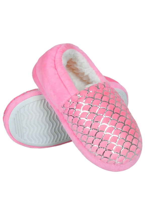 ​Berhood Girls Slippers Warm Plush Fuzzy Slippers for Little Big Kids Indoor Outdoor Memory Foam Bedroom Shoes Pink Big Kid 1