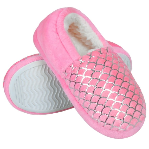 Berhood Girls Slippers Warm Plush Fuzzy Slippers for Little Big Kids Indoor Outdoor Memory Foam Bedroom Shoes Pink Big Kid 1