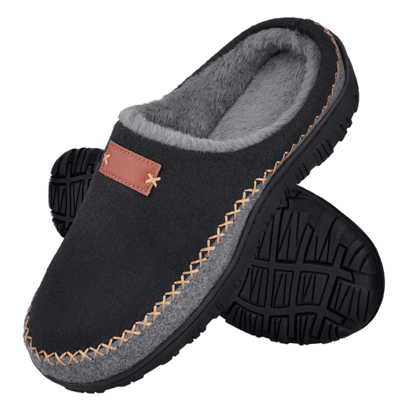 Berhood Men's Slippers Memory Foam House Slippers Mens Indoor Outdoor House Shoes Cozy Slip on Clog Slippers Black 12