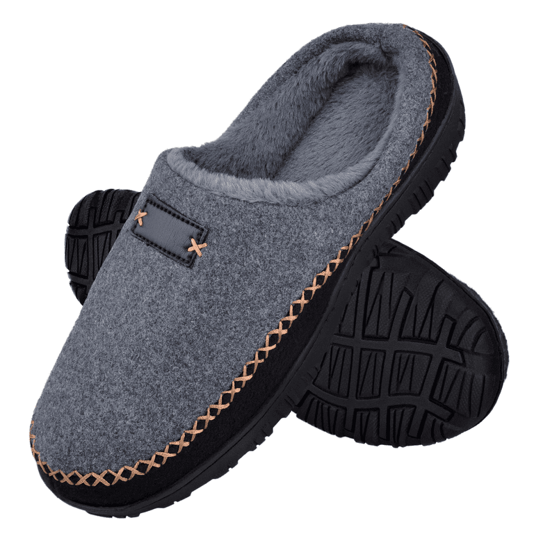 Men\'s Grey Cozy Memory Foam Slippers Indoor Outdoor Slip On House Shoes GOEWY Mens Cozy Memory Foam Slippers Indoor Outdoor Gifts  main image 4