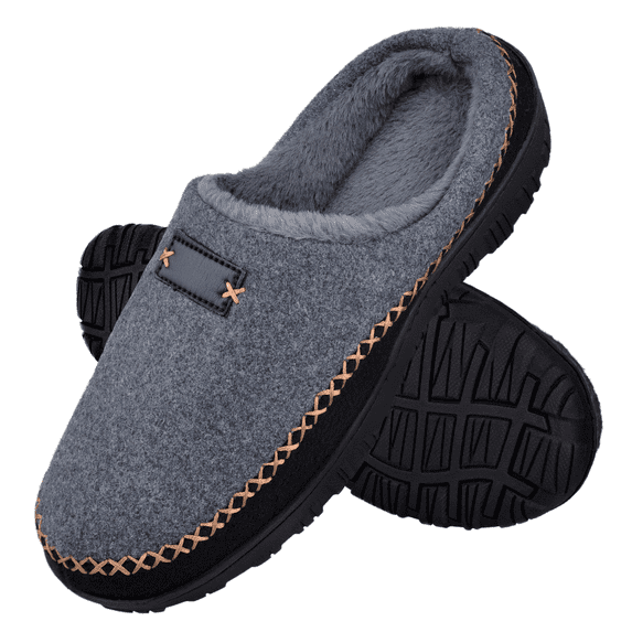 Berhood Men's Slippers Memory Foam House Slippers Mens Indoor Outdoor House Shoes Cozy Slip on Clog Slippers Grey 14