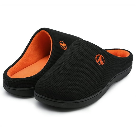 Berhood Mens Slippers Memory Foam House Slippers for Men Slip on Comfort Bedroom Slipper Shoes Black Size 9-10