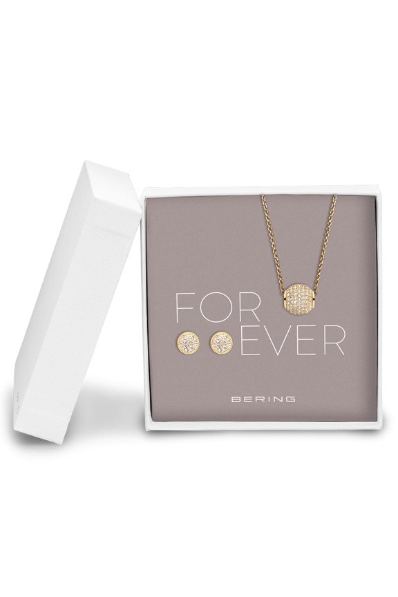 Arctic Symphony Forever Jewellery Set. Polished Gold Stainless Steel Necklace, Charm and Ear Studs. 414Sparkle-708-Gold