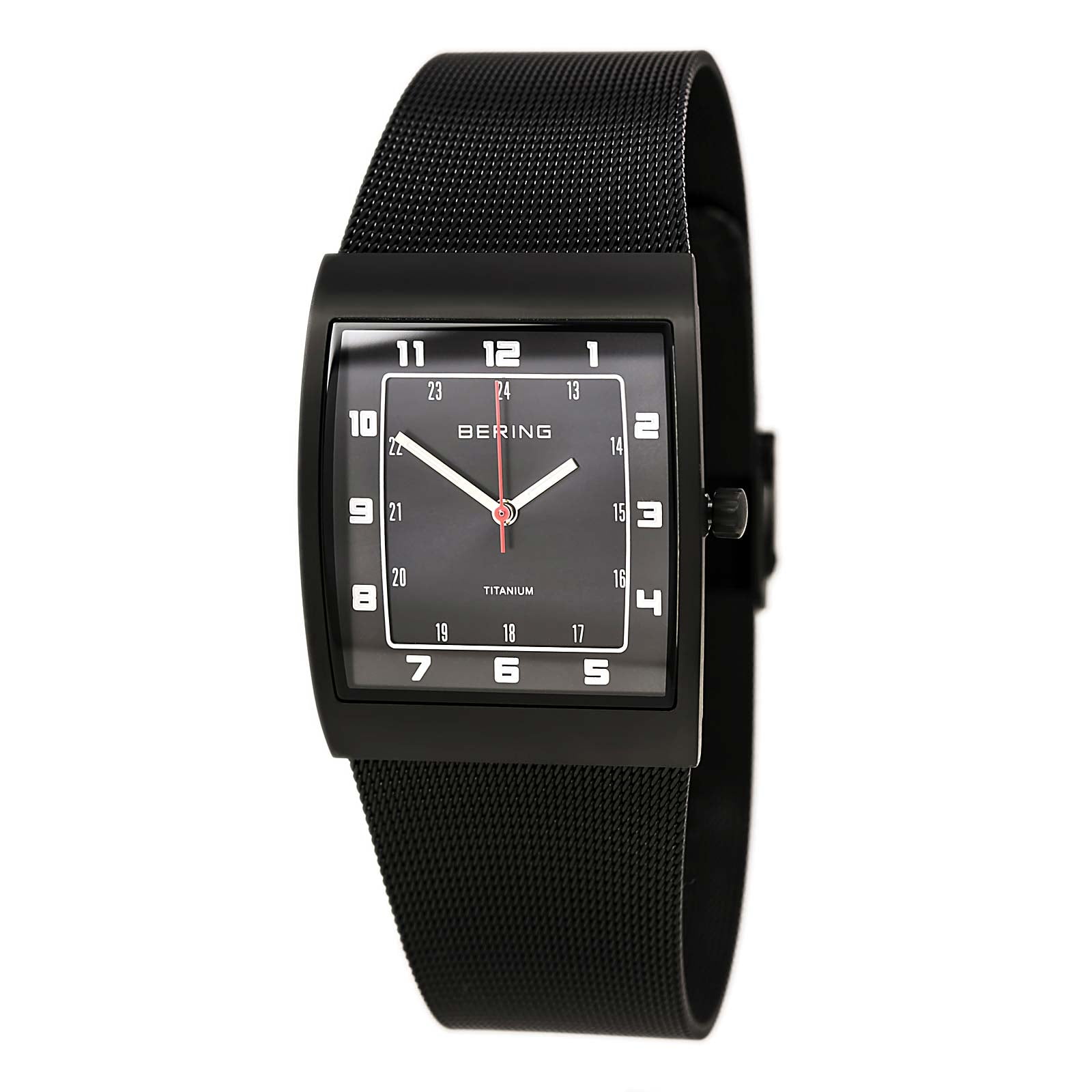 Bering Men's 11233-222 Classic Black Dial Black Titanium Mesh