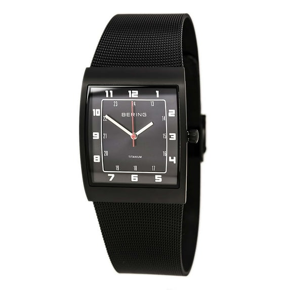 Bering Men's 11233-222 Classic Black Dial Black Titanium Mesh Bracelet Watch