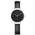 thumbnail image 1 of Bering Time Classic Collection Polished Silver Stainless Steel Case with Black Leather Strap and Black Dial Women's Watch. 13328-402, 1 of 4