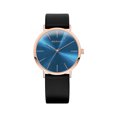 thumbnail image 1 of Bering Time Classic Collection Roségold Glänzend Stainless Steel Case and Black Leather Strap, Blue Dial with Swarovski Elements Women's Watch. 13436-468, 1 of 3