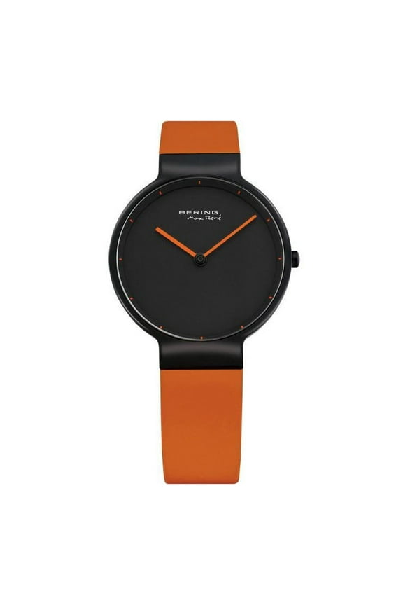 Time Max Rene Collection Ion Plated Black Stainless Steel Case with Orange Rubber Strap and Black Dial Men's Watch. 12631-828