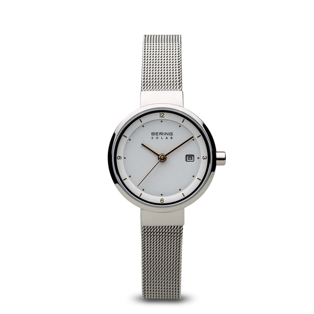 Bering Women's 14426-001 Solar White Dial Steel Mesh Bracelet Watch