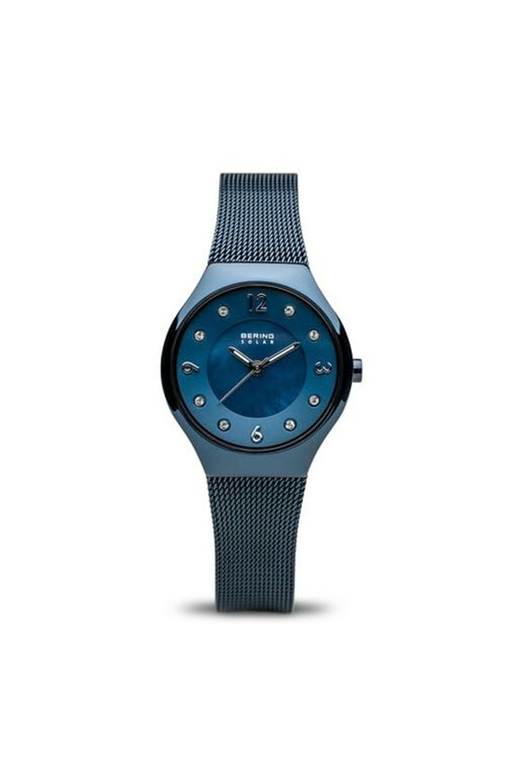 Women's 14427-393 Solar MOP Dial Blue Mesh Bracelet Watch