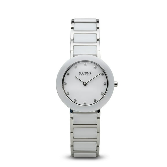 Bering Women's 29mm Two Tone Ceramic Band Steel Case Sapphire Crystal Quartz White Dial Watch 11429-754
