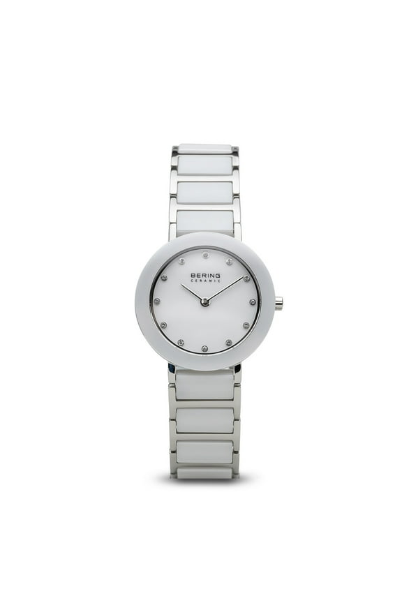 Women's 29mm Two Tone Ceramic Band Steel Case Sapphire Crystal Quartz White Dial Watch 11429-754