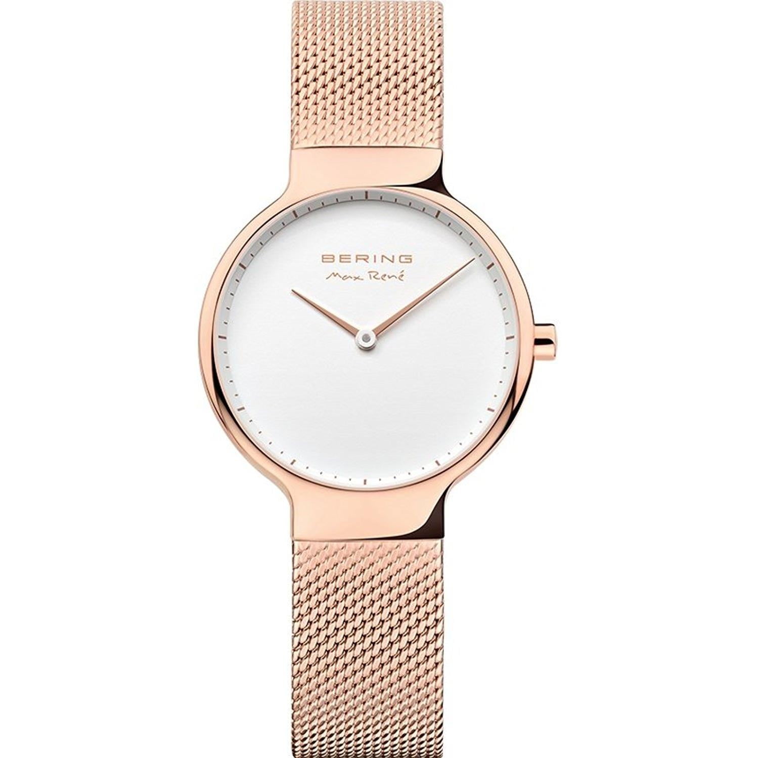 Bering Women's 31mm Rose Gold-Tone IP Steel Bracelet & Case Quartz White Dial Analog Watch 15531-364