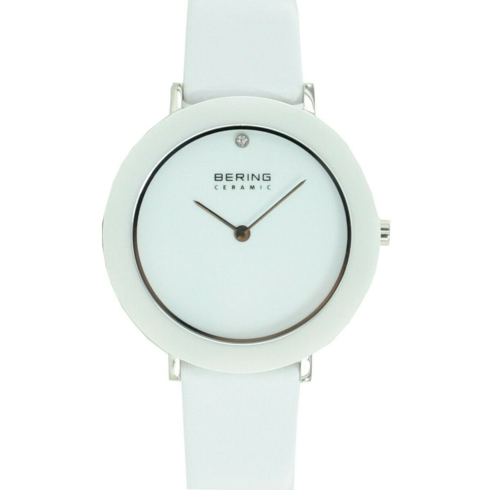 Bering White Leather Band Quartz Analog Watch BERING Classic Polished Gold 29mm White Dial Women main image 2