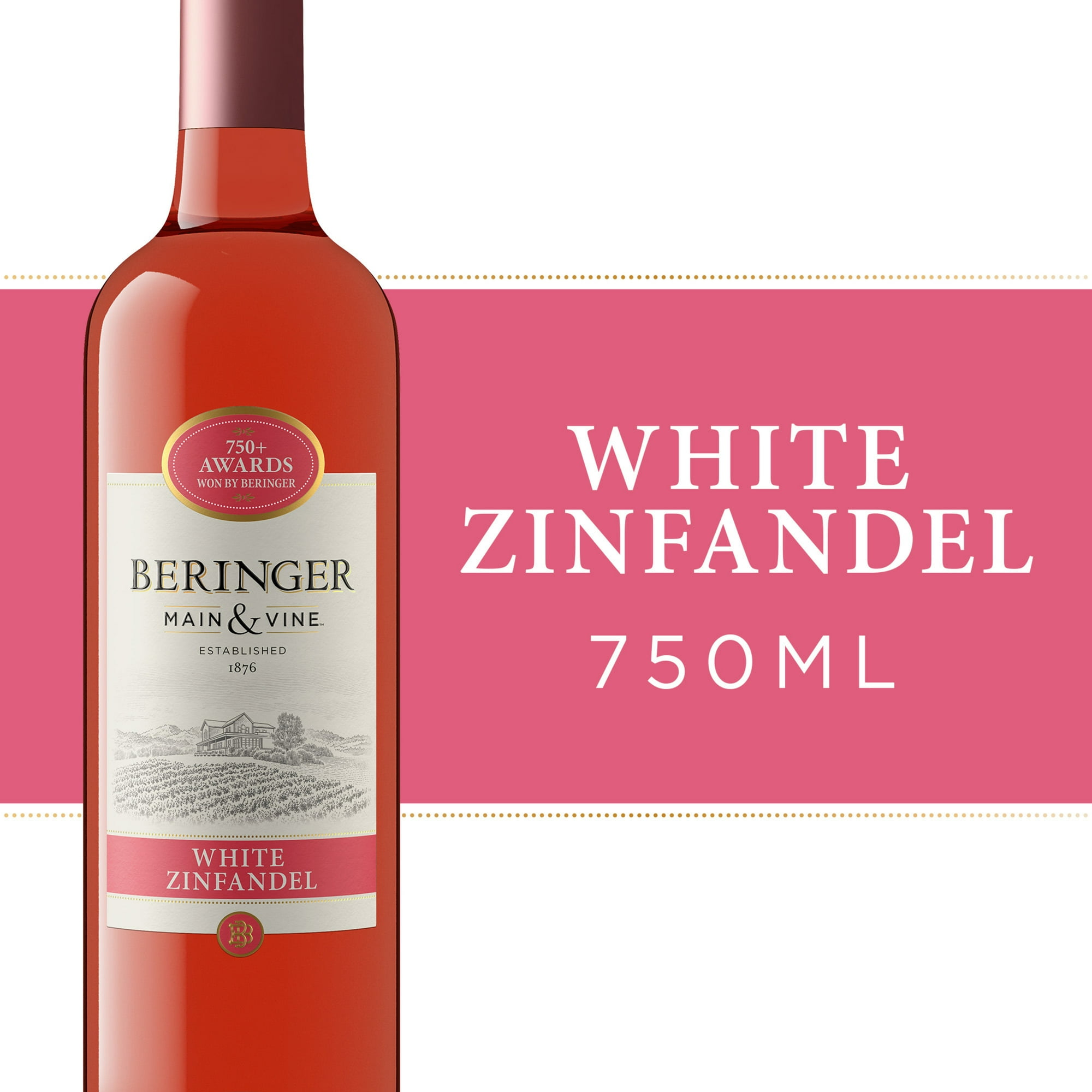 Beringer Main & Vine White Zinfandel California Collection Zinfandel California Rose Wine, 750 ml Bottle, 12% ABV
