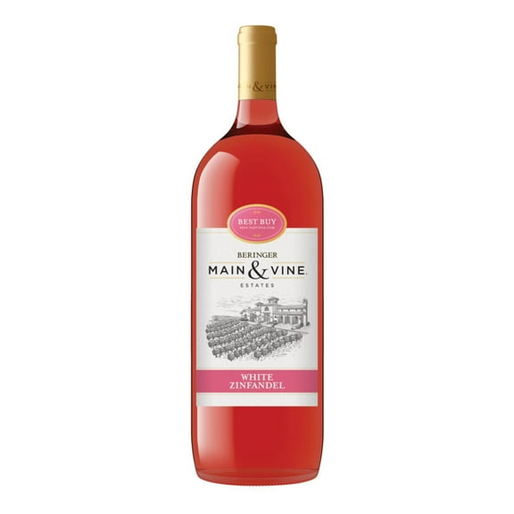 Beringer Main & Vine White Zinfandel California Rose Wine, 1.5 L Bottle, 10.0% ABV