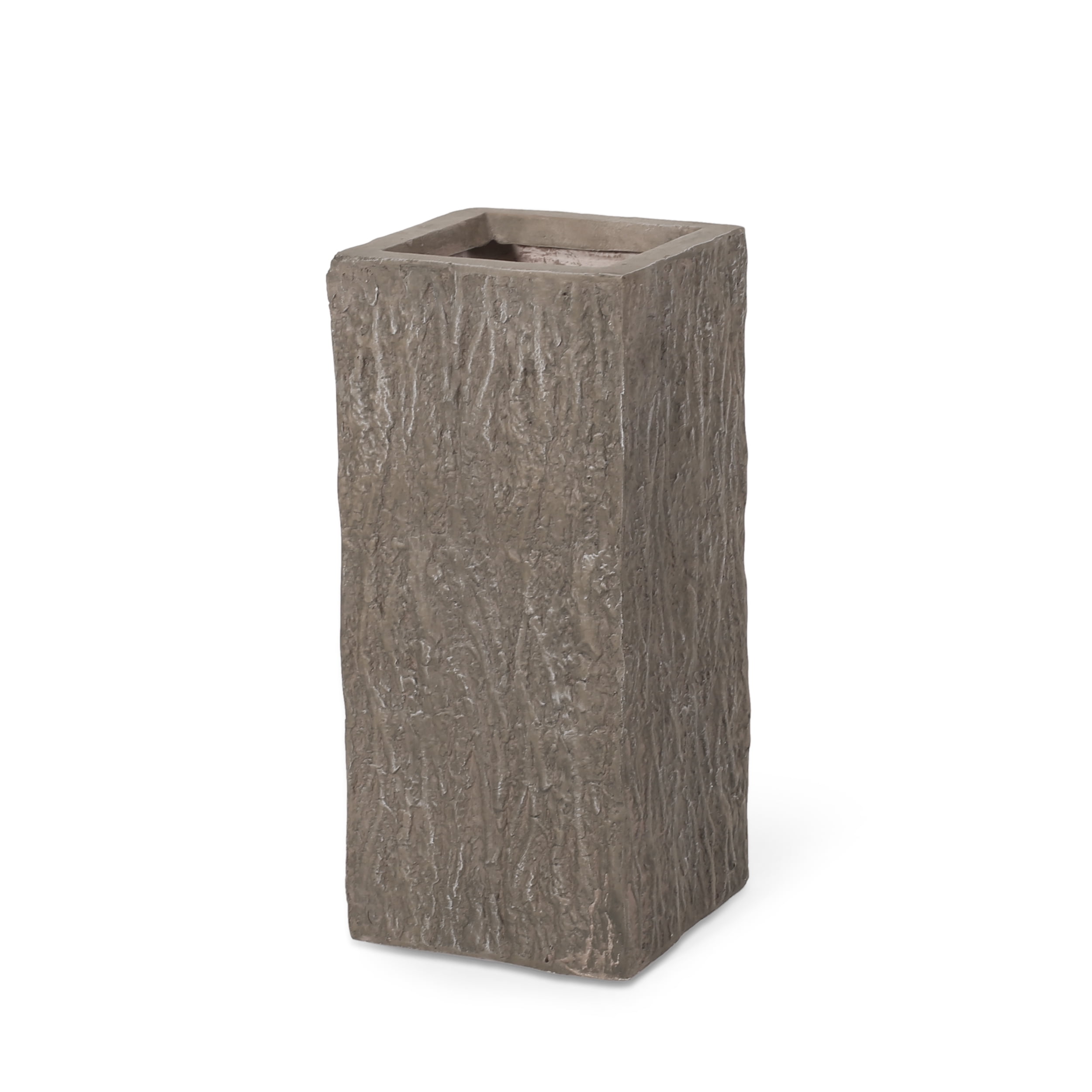 Berkamn Outdoor Cast Stone Planter, Small Brown Wood