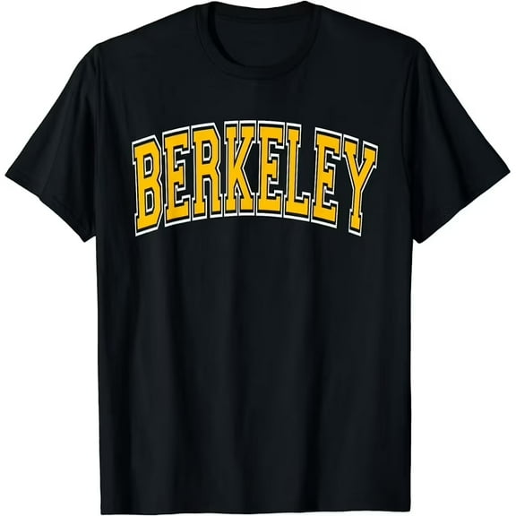 Berkeley California CA Varsity Style Amber Text T-Shirt