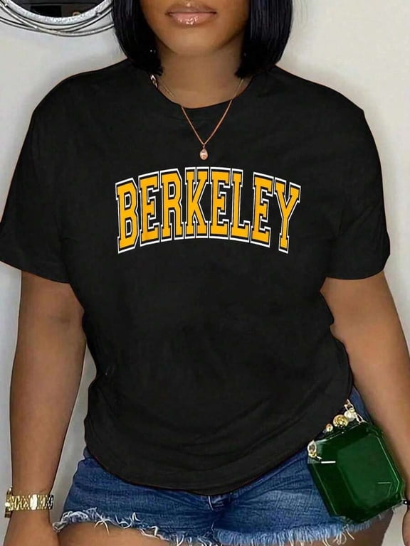 Berkeley California CA Varsity Style Text T-Shirt Tops Crew Neck T