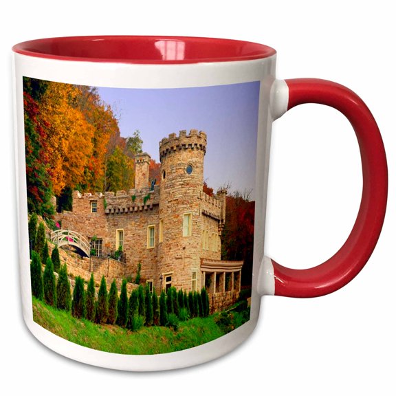 3drose, Berkeley Castle, 11oz Two-tone Red Mug