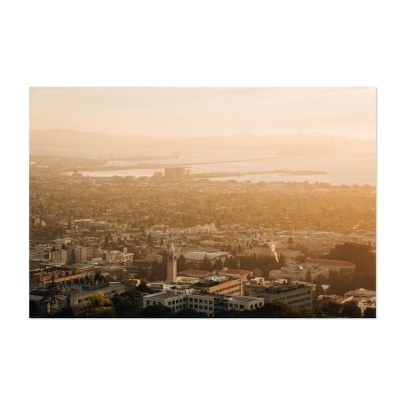 Berkeley Glow 01 - Berkeley California Photography Cityscape Skyline Sunset Architecture Bridge Landscape Scenic Unframed Wall Art Print 4 x 6 inches