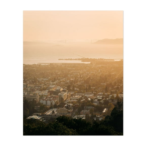 Berkeley Glow 02 - Berkeley California Photography City Sunset Skyline Bridge Landscape Travel Poster Scenic Unframed Wall Art Print 6 x 8 inches