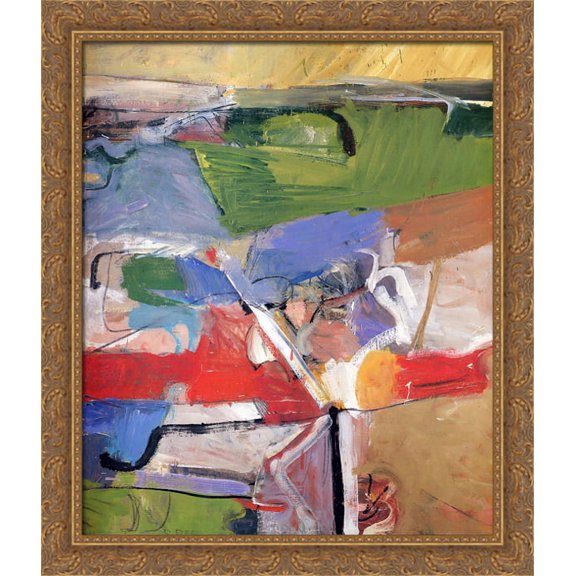 Berkeley No. 23 28x34 Large Gold Ornate Wood Framed Canvas Art by Richard Diebenkorn