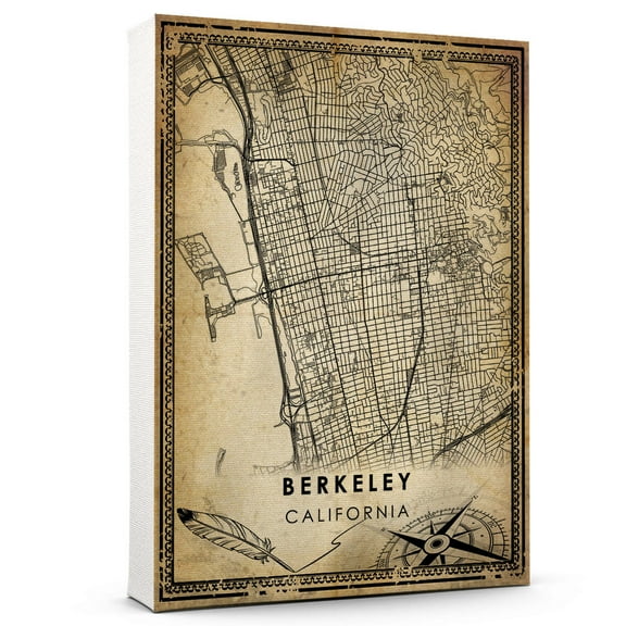 Berkeley Vintage Map Prints Canvas, California Map Art Canvas, Canvas, Berkeley Map City style vintage Canvas , Canvas Wall Art, Street Map Artwork Canvas