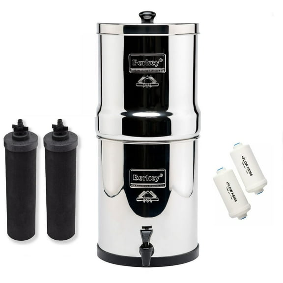 Berkey Crown Water Filter System with 2 Black Replacement Filters and 2 PF2 Fluoride Filters