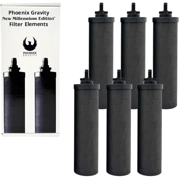 Berkey - Phoenix Gravity New Millennium Edition Water Filter Elements (Set of 6) - NMCL Endorsed Replacement in Lieu of Black Berkey Elements BB9-2