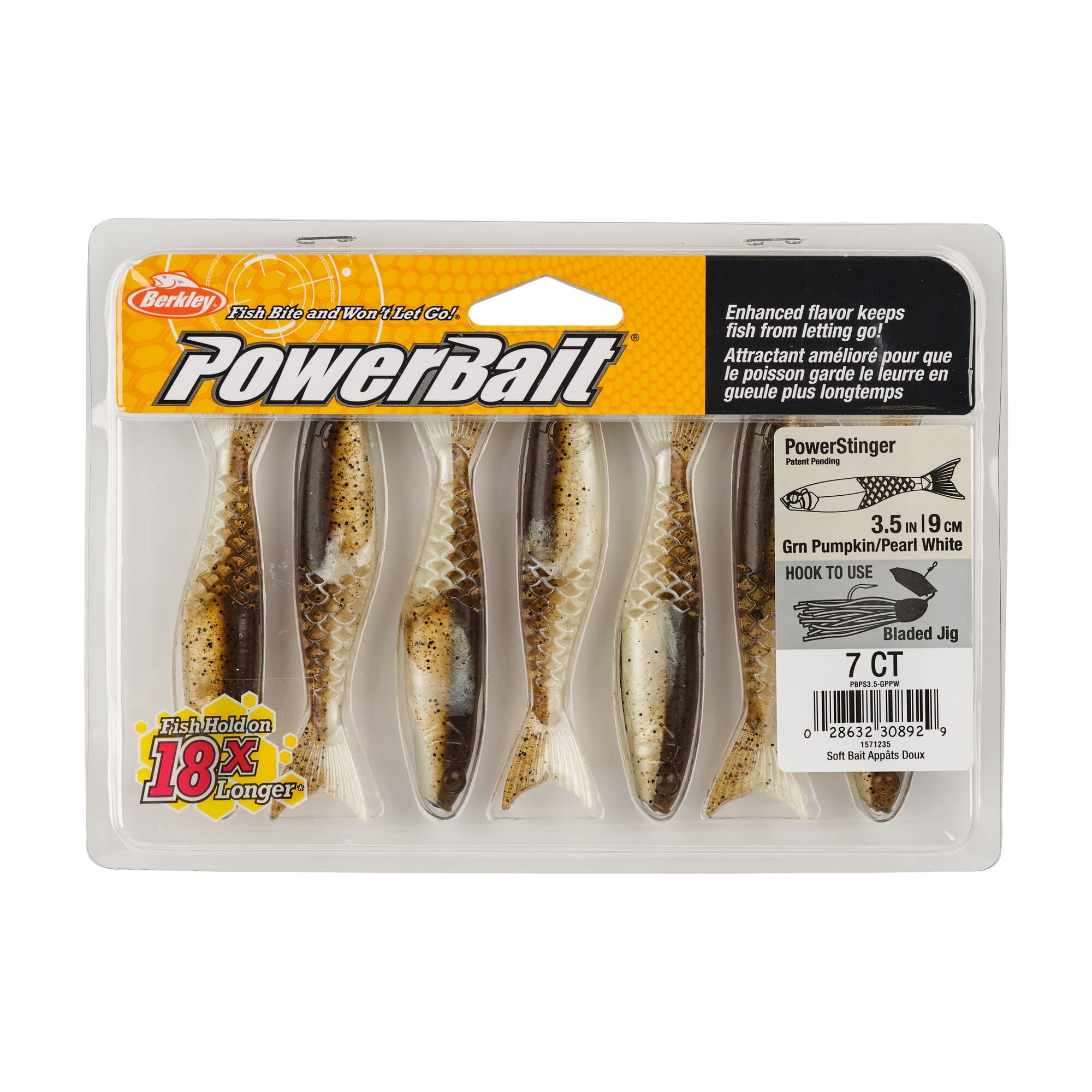 Berkley PowerBait® PowerStinger, 3.5 in, Minnows, Green Pumpkin Pearl White (7 Count)