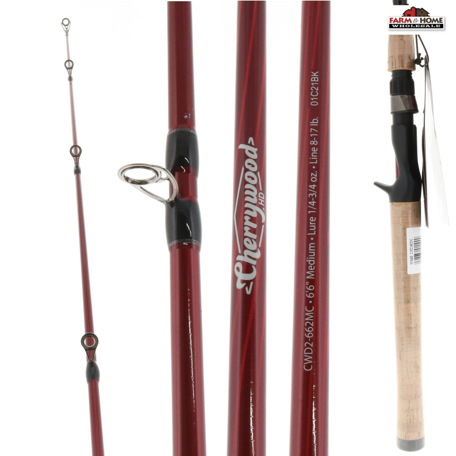 Berkley 6'6” Cherrywood HD Casting Rod, Two Piece Spinning Rod 