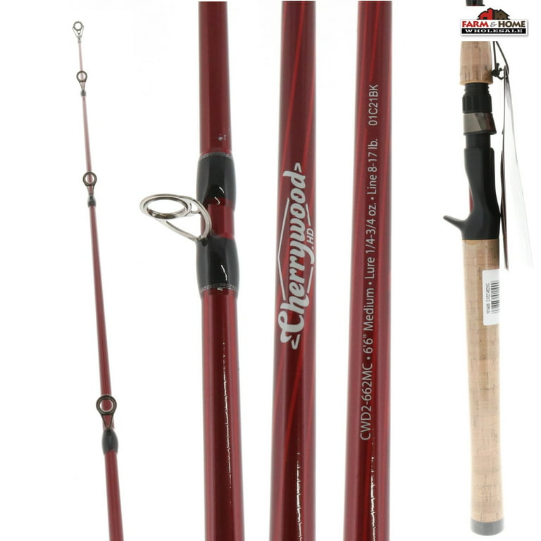 Berkley 6’6” Cherrywood HD Casting Rod, Two Piece Spinning Rod