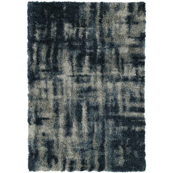 Berkley Aspire Shag Area Rug AT11 Navy Faded Rippled 9' x 13' Rectangle