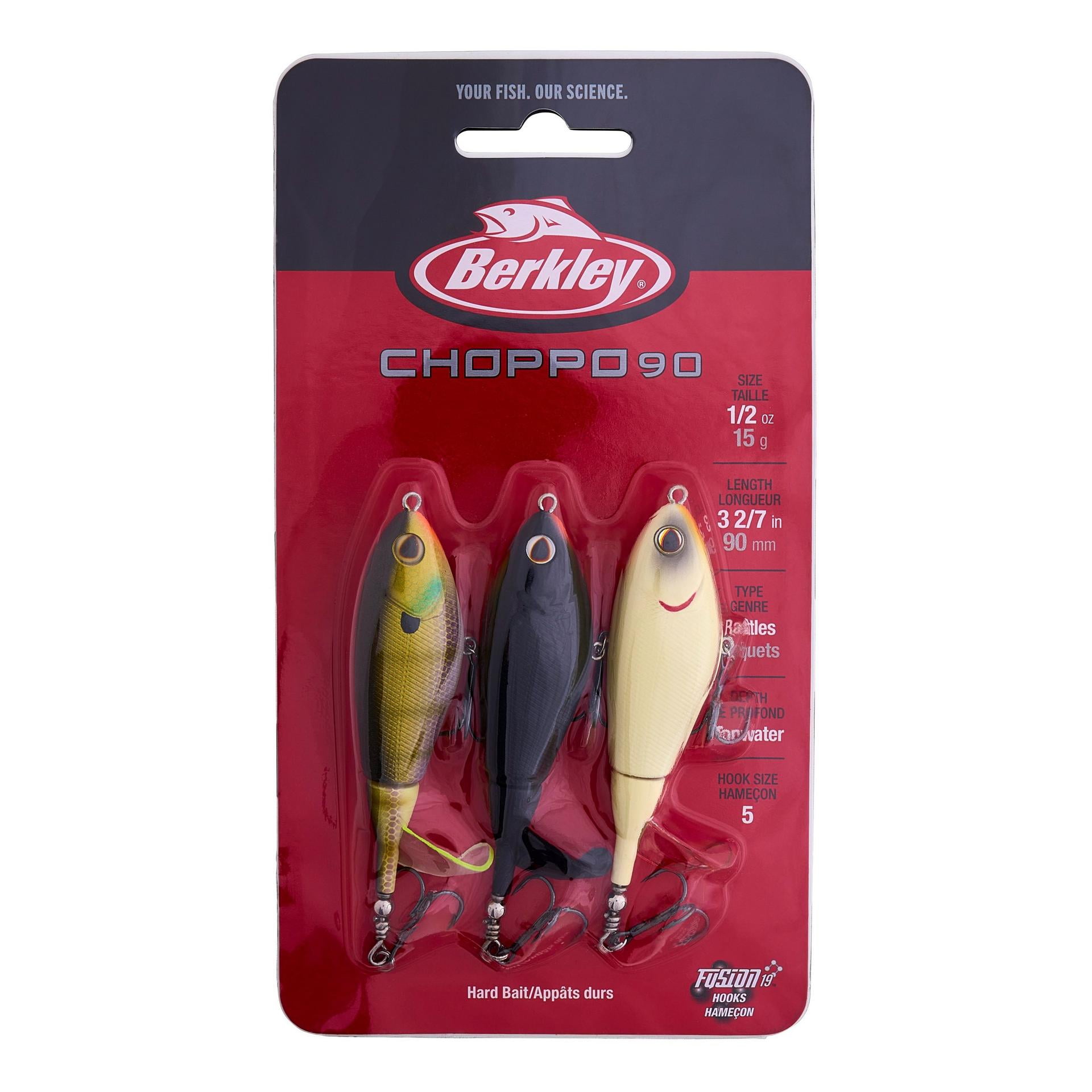 Berkley Choppo Topwater Lure 3-Pack, Assorted Colors, 3.5in