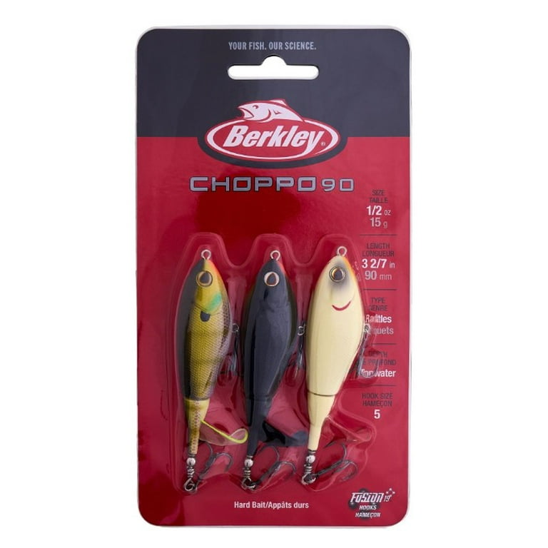 Berkley Choppo Topwater Lure 3-Pack, Assorted Colors, 3.5in