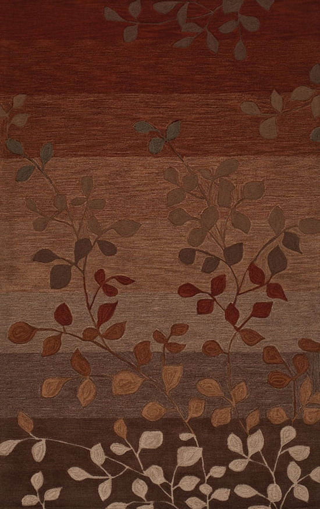 Paprika Ombre Leaf Tufted Rectangular 5' x 7' Wool Blend Rug