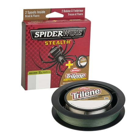 SpiderWire Stealth® Trilene® 100% Fluorocarbon Dual Fishing Line, Moss Green/Clear, 20 lb Test Strength, 125 yd