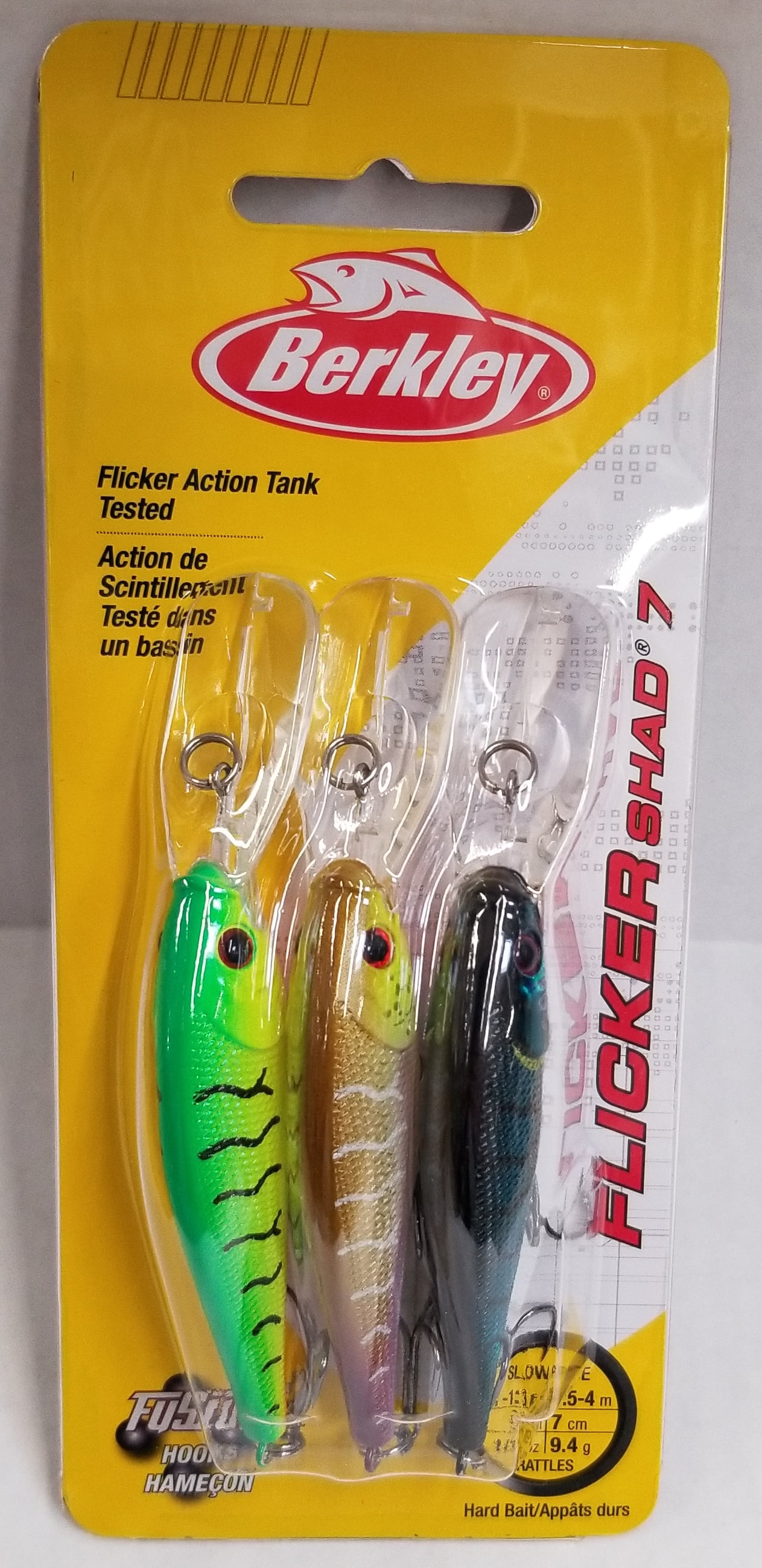 Berkley Flicker Shad Fishing Lure 3 Pack, Assorted Colors 