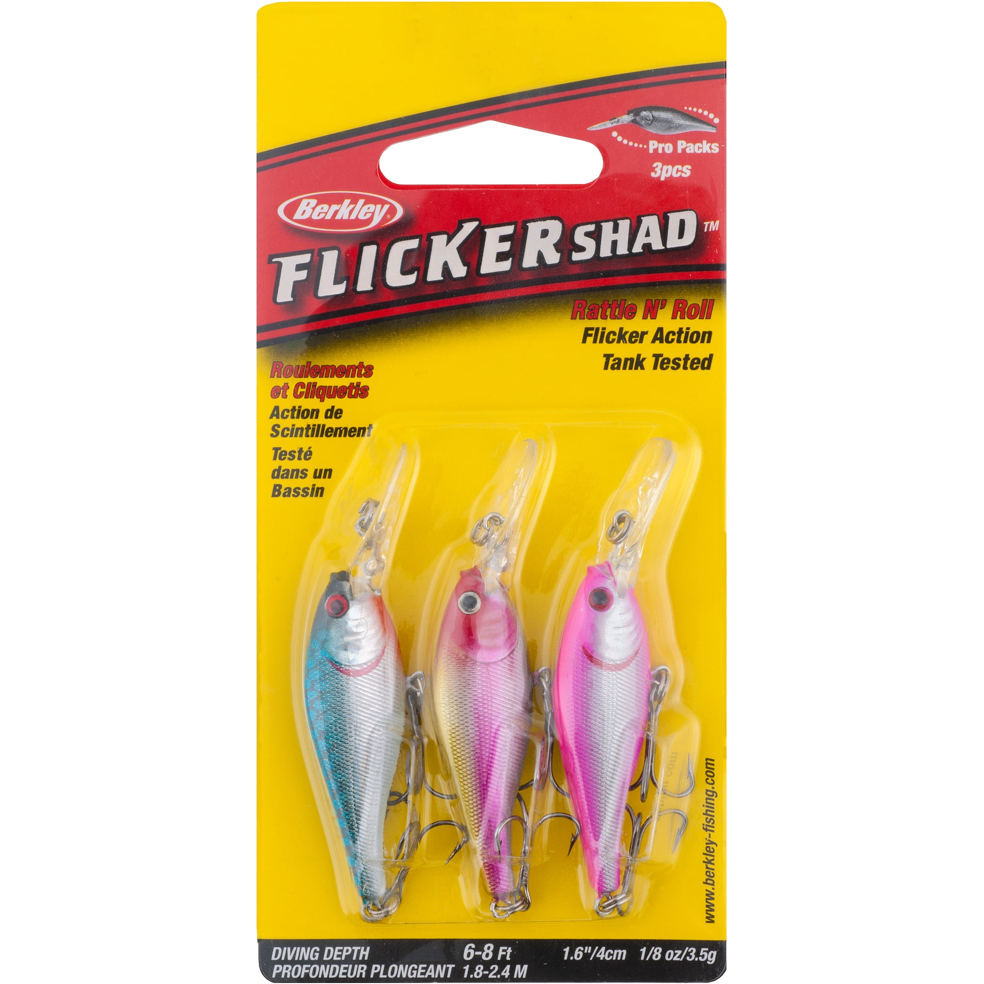 Berkley Flicker Shad Fishing Lure Trout 3-Pack, 1 1/2in