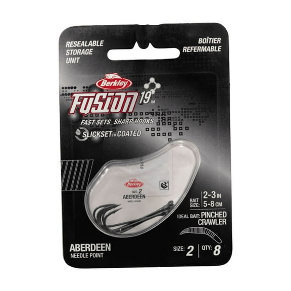 Berkley Fusion19 Aberdeen Hooks, Size 2 Long Shank Fishing Hooks