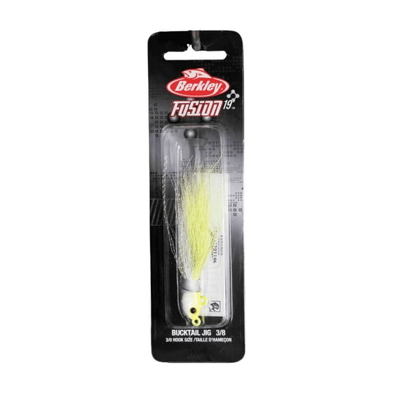 Berkley Fusion19 Bucktail Jigs, White Chartreuse, 3/8 oz