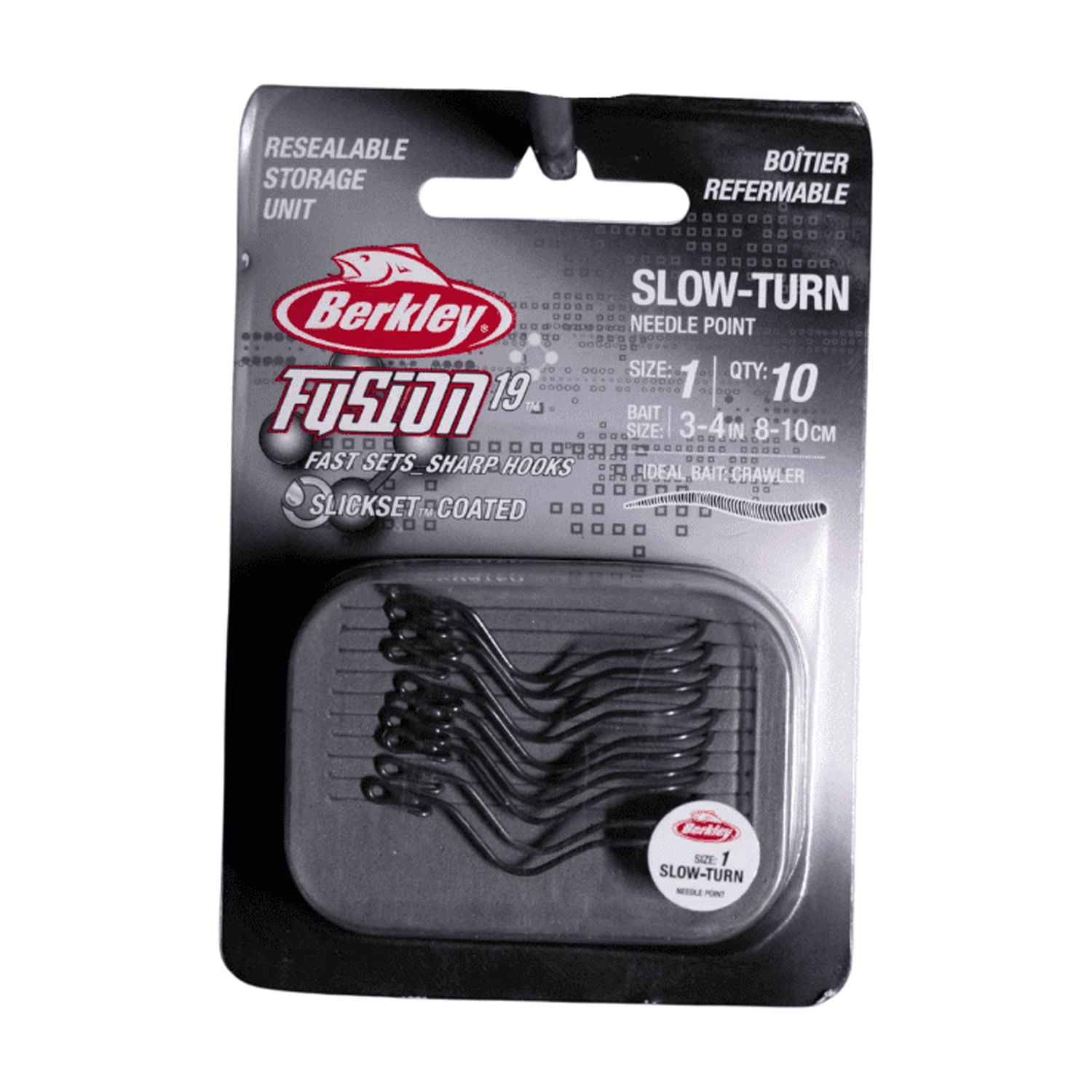 Berkley Fusion19 Slow Turn Hooks, Size 1 Fine-Wire Fishing Hooks