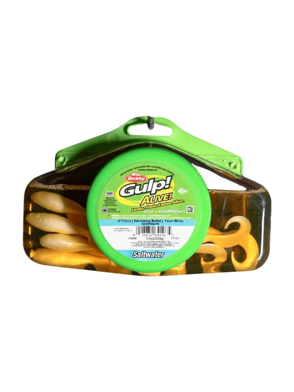 Berkley Gulp! Alive! Saltwater Swimming Mullet Fishing Bait Grubs 4in | 10cm Half Pint 4x7 Pearl White