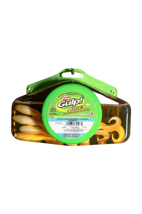Berkley Gulp! Alive! Saltwater Swimming Mullet Fishing Bait Grubs 4in | 10cm Half Pint 4x7 Pearl White
