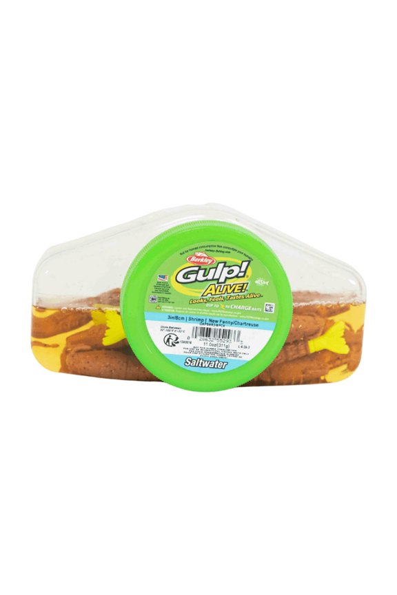 Berkley Gulp! Alive! Shrimp Soft Bait 3" Length, New Penny/Chartreuse