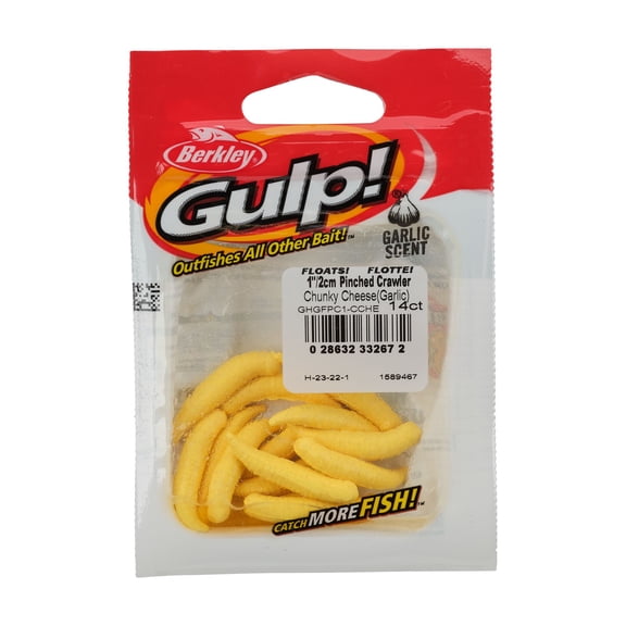 Berkley Gulp!® Floating Pinched Crawler, 1 in, Worms, Chunky Cheese (14-count)