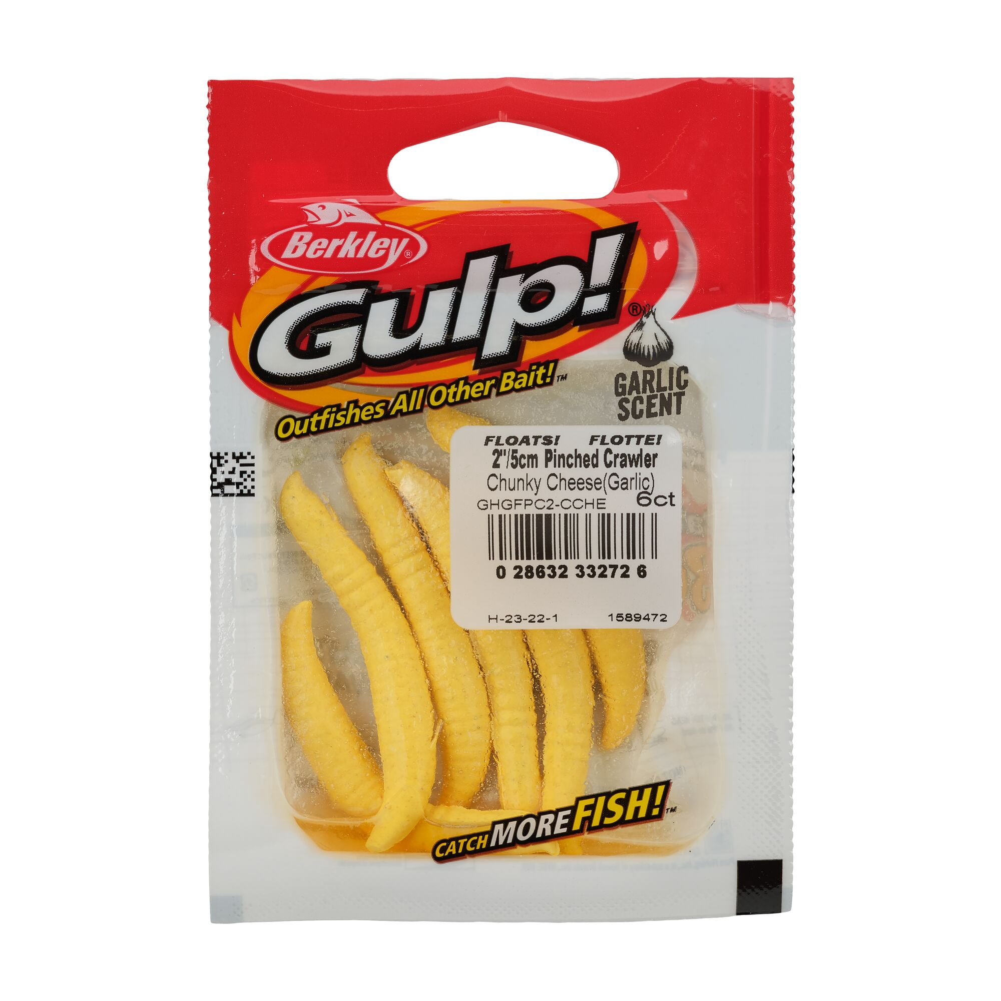 Berkley Gulp!® Floating Pinched Crawler, 2 in, Worms, Chunky Cheese (6 Count)